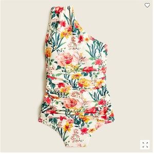JCrew Long-Torso Ruched One-Shoulder One Piece Swimsuit Size 12